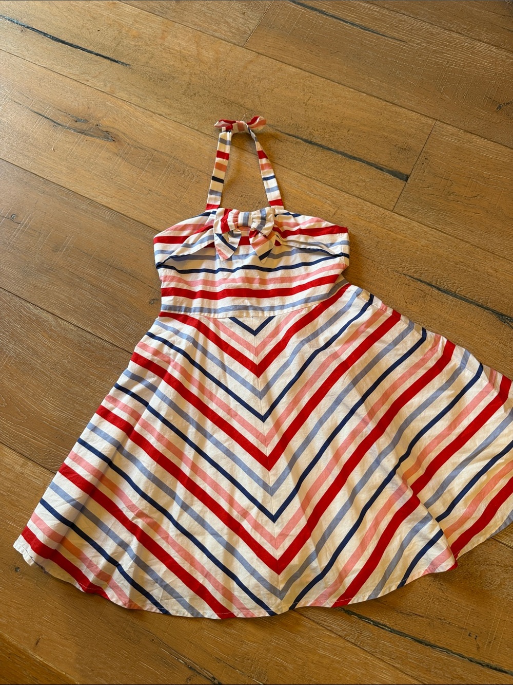 Janie and Jack Red White and Blue Striped Halter Dress